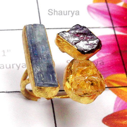Kynite Rough A - RGP998-Precious Gemstone Gold Plated Ring