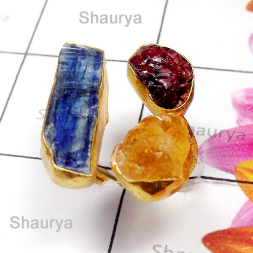 Kynite Rough C - RGP998-Precious Gemstone Gold Plated Ring
