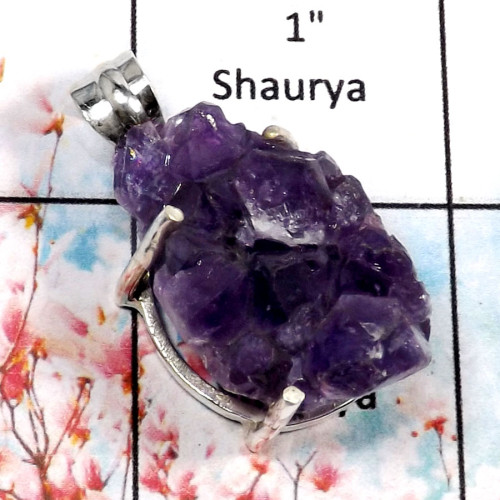 Amethyst Druzy-A RPP967-Beautiful Druzy Gemstone Prong Setting Pendant 925 Sterling Silver