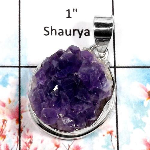 Amethyst Druzy-C RPP967-Stunning Druzy Gemstone Wholesale Handmade Fashion Pendant 925 Sterling Silver