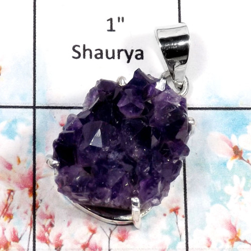 Amethyst Druzy-H RPP967-Gorgeous Druzy Gemstone Wholesale Handmade Wholesale Pendant 925 Sterling Silver