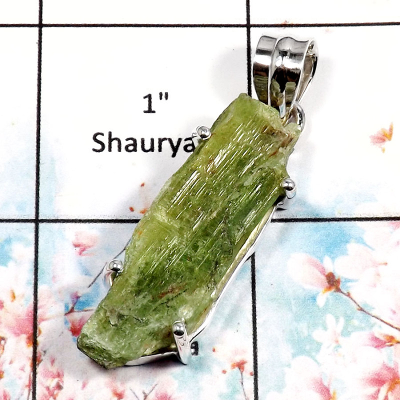 Green Kyanite-D RPP968-Natural Rough Gemstone Wholesale Handmade Pendants 925 Sterling Silver