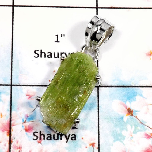 Green Kyanite-H RPP968-Gorgeous Rough Gemstone Prong Setting Pendants 925 Sterling Silver Green Kyanite-H RPP968-Gorgeous Rough Gemstone Prong Setting Pendants 925 Sterling Silver