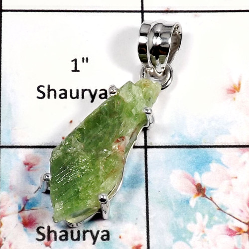 Green Kyanite-K RPP968-Stunning Kyanite Rough Gemstone Handmade Pendants 925 Sterling Silver