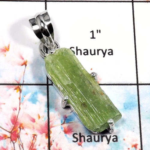 Green Kyanite-L RPP968-Lovely Party Wear Rough Gemstone Pendants 925 Sterling Silver
