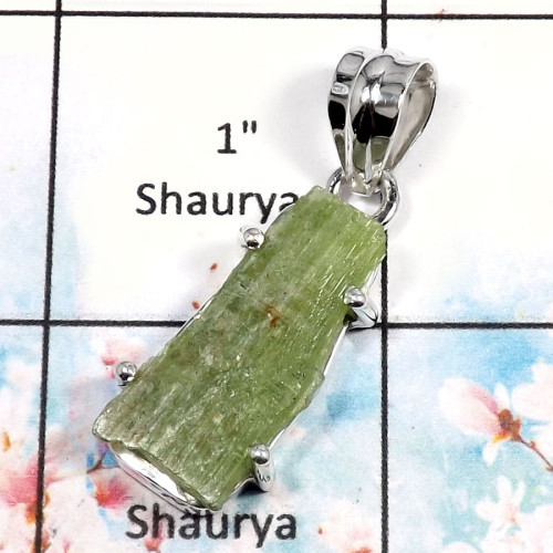 Green Kyanite-N RPP968-Beautiful Rough Gemstone Wholesale Pendants 925 Sterling Silver