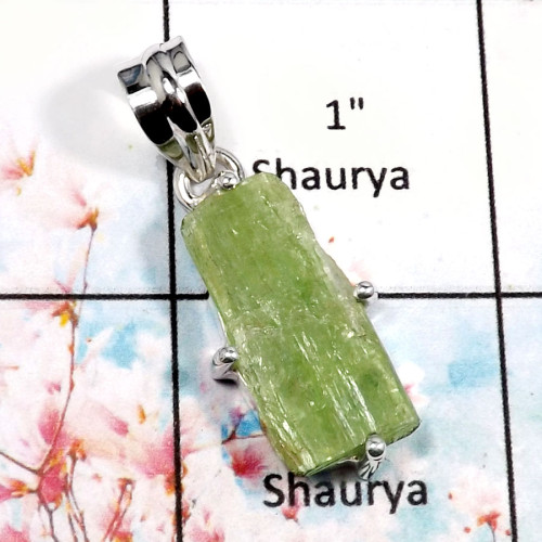 Green Kyanite-S RPP968-Glorious Rough Gemstone Wholesale Prong Setting Pendants 925 Sterling Silver