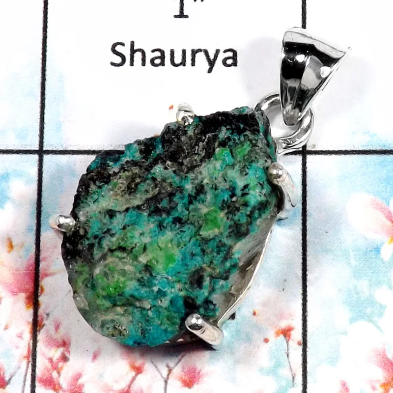 Crysocola Rough-C RPP969-Fabulous Factory Wholesale Rough Gemstone Pendant 925 Sterling Silver Crysocola Rough-C RPP969-Fabulous Factory Wholesale Rough Gemstone Pendant 925 Sterling Silver