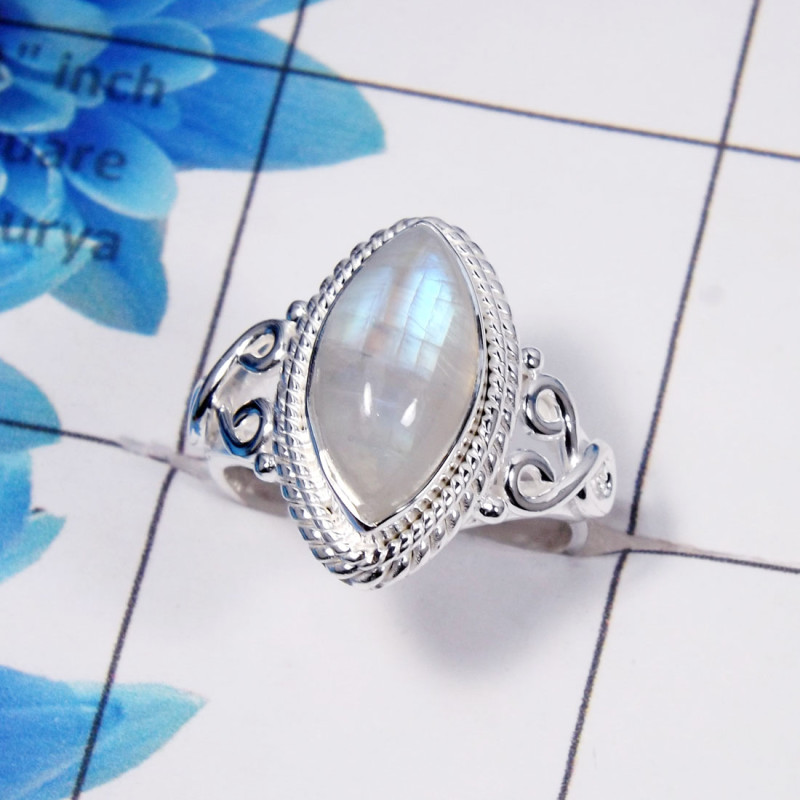 Rainbow Moonstone Cab B- RSS776-925 Sterling Silver Direct Factory Made Rainbow Moonstone Wholesale Ring Rainbow Moonstone Cab B- RSS776-925 Sterling Silver Direct Factory Made Rainbow Moonstone Wholesale Ring