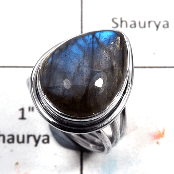 Labradorite Cab B - RSS789 - Indian Factory Made Labradorite Stone 925 Silver Plain Setting Ring Labradorite Cab B - RSS789 - Indian Factory Made Labradorite Stone 925 Silver Plain Setting Ring