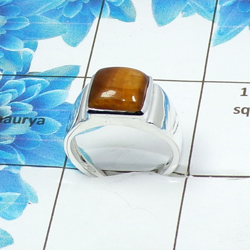 Tiger Eye G - RSS832-Natural Cabochon Gemstones Handmade Wedding Rings 925 Sterling Silver Tiger Eye G - RSS832-Natural Cabochon Gemstones Handmade Wedding Rings 925 Sterling Silver