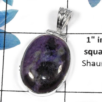 Charoite SALE786 - Pretty Look Solid 925 Silver Plain Setting Charoite Gemstone Pendant 925 Sterling Silver