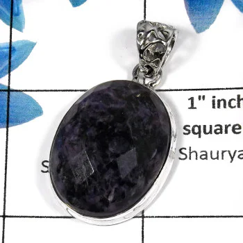 Charoite SALE789 -  - Indian Factory Made Charoite Gemstone Plain Setting Designer Pendant 925 Sterling Silver