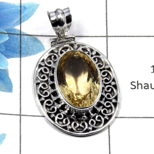 Citrine Cut SALE732 - Newly Arrival Natural Yellow Citrine Cut Gemstone Solid 925 Sterling Silver Designer Pendant