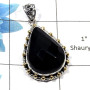 Black Onyx SALE734 - Natural Black Onyx Gemstone Solid 925 Sterling Silver Two Tone Designer Pendant
