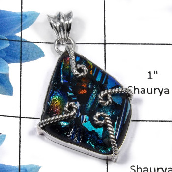 Dichroic Glass SALE744-Exclusive Look Designer Wholesale Pendants 925 Sterling Silver Dichroic Glass SALE744-Exclusive Look Designer Wholesale Pendants 925 Sterling Silver