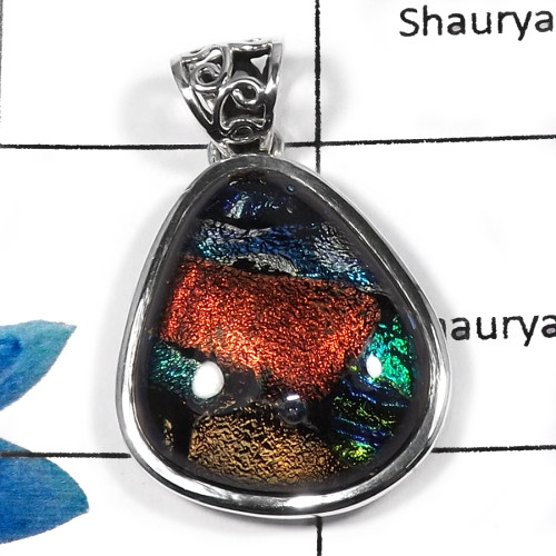 Dichroic Galss SALE822 - Amazing Latest Design Handmade Girl's Pendants 925 Sterling Silver
