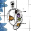Citrine, Amethyst & Peridot SALE855 - Christmas Sale Natural Multi Color Gemstone Cut Gemstone 925 Sterling Silver Pendant