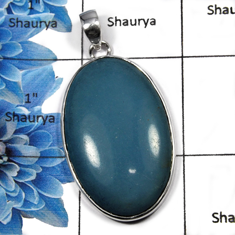 Blue Chalcedony SALE898 - Natural Look Blue Colour Chalcedony Gemstone 925 Sterling Silver Pendant Blue Chalcedony SALE898 - Natural Look Blue Colour Chalcedony Gemstone 925 Sterling Silver Pendant