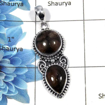 Chestolite - SALE916 - Christmas Sale Natural Chestolite Gemstone 925 Sterling Silver Designer Pendant