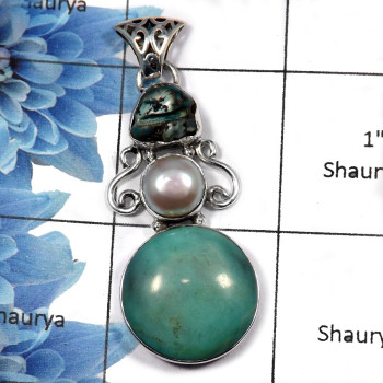 Turquoise, Pearl, Variscite SALE933 - Eye Catching new look Gemstone Designer Wholesale Pendants 925 Sterling Silver Turquoise, Pearl, Variscite SALE933 - Eye Catching new look Gemstone Designer Wholesale Pendants 925 Sterling Silver