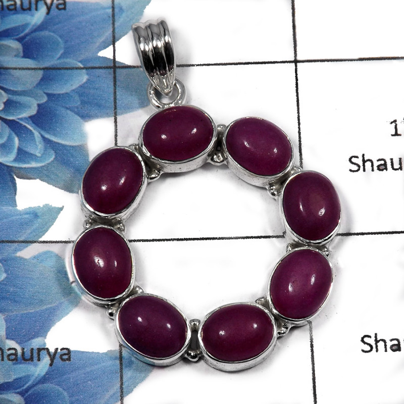 Corundum Cab SALE952 - Beautiful Cab Gemstones Party Look Pendants 925 Sterling Silver