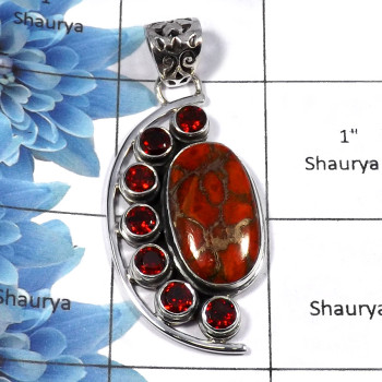 Red Copper Turquoise $ Garnet SALE962 - Party Look Red Copper Turquoise & Garnet Gemstone 925 Sterling Silver Designer Pendant Red Copper Turquoise $ Garnet SALE962 - Party Look Red Copper Turquoise & Garnet Gemstone 925 Sterling Silver Designer Pendant