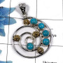 Blue Turquoise SALE963- Exclusive Natural Blue Turquoise Cab Gemstone 925 Sterling Silver Designer Pendant