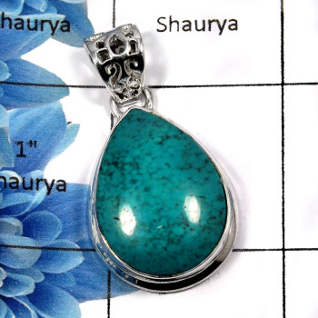 Turquoise SALE968 - StunningTurquoise Gemstone 925 Sterling Silver Designer Pendant