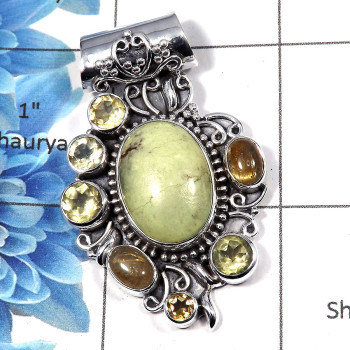 Chrysoprase, Citrine & Golden Rutile - SALE975 - Christmas Sale Indian Company Made Solid 925 Sterling Silver Designer Pendant Chrysoprase, Citrine & Golden Rutile - SALE975 - Christmas Sale Indian Company Made Solid 925 Sterling Silver Designer Pendant
