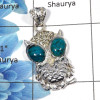 Chrysocolla - SALE976 - Party Look Natural Chrysocolla Gemstone Solid 92.5% Sterling Silver Owl Pendant