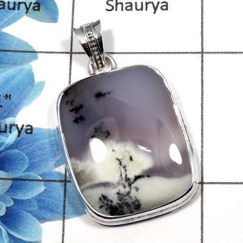 Dendrite Agate - SALE992 - New Year Sale Natural Dendrite Agate Gemstone 925 Sterling Silver Plain Setting Pendant Dendrite Agate - SALE992 - New Year Sale Natural Dendrite Agate Gemstone 925 Sterling Silver Plain Setting Pendant