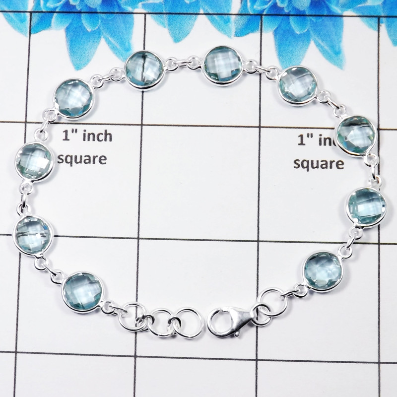 Blue Topaz Cut J - SBB898-Wonderful Bezal Bracelets With Fabulous Multi Gemstones & Blue Topaz Cut J - SBB898-Wonderful Bezal Bracelets With Fabulous Multi Gemstones &