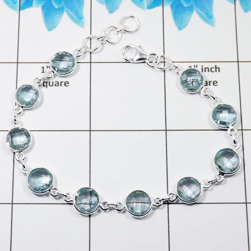 Blue Topaz Cut J - SBB898-Wonderful Bezal Bracelets With Fabulous Multi Gemstones & Blue Topaz Cut J - SBB898-Wonderful Bezal Bracelets With Fabulous Multi Gemstones &