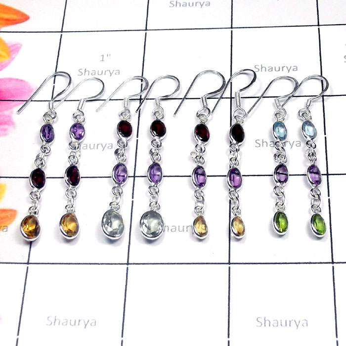 4 Pcs. Multi Cut Gmestone O - SBP991-Elegant Bejal Earring with Semiprecious Gemstone 4 Pcs. Multi Cut Gmestone O - SBP991-Elegant Bejal Earring with Semiprecious Gemstone