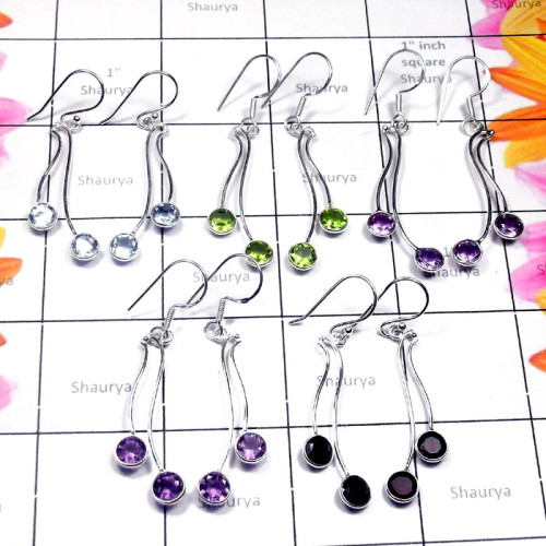 5 Pcs. Multi Cut Gmestone O - SBP992-Exclusive Silver Natural Gemstone Fantastic Bejal Earring 5 Pcs. Multi Cut Gmestone O - SBP992-Exclusive Silver Natural Gemstone Fantastic Bejal Earring