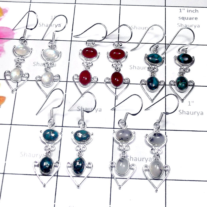 5 Pcs. Multi Cab Gemstone A - SBP998-Fantastic Bejal Earring with Natural Gemstone 5 Pcs. Multi Cab Gemstone A - SBP998-Fantastic Bejal Earring with Natural Gemstone