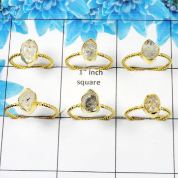 Herkimar Diamond Rough Ring A - SCK999 Solid 925 Sterling Silver With Gold Plating Ring Lot