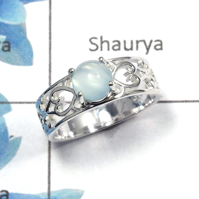 Blue Chalcedony Cab A - SCR757 - Natural Blue Chalcedony Gemstone 925 Sterling Silver Casting Ring Blue Chalcedony Cab A - SCR757 - Natural Blue Chalcedony Gemstone 925 Sterling Silver Casting Ring