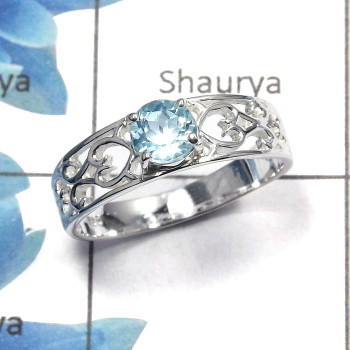 Blue Topaz Cut H - SCR757 - Awesome Natural Blue Topaz Cut Gemstone Casting Ring Solid 92.5% Sterling Silver Blue Topaz Cut H - SCR757 - Awesome Natural Blue Topaz Cut Gemstone Casting Ring Solid 92.5% Sterling Silver