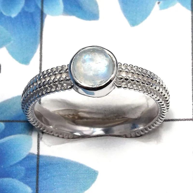 Rainbow Moonstone Cab A - SCR763 - Natural Rainbow Moonstone Cab Gemstone 925 Sterling Silver Casting Ring Rainbow Moonstone Cab A - SCR763 - Natural Rainbow Moonstone Cab Gemstone 925 Sterling Silver Casting Ring