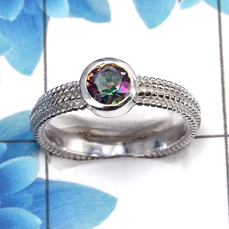 Mystic Cut O - SCR763 - Exclusive Natural Mystic Cut Gemstone Solid 925 Sterling Silver Casting Ring Mystic Cut O - SCR763 - Exclusive Natural Mystic Cut Gemstone Solid 925 Sterling Silver Casting Ring