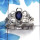 Iolite Cut G - SCR764 - Awesome Natural Blue Iolite Cut Gemstone 925 Sterling Silver Flower Design Casting Ring