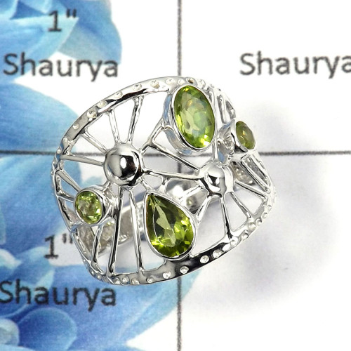 Peridot Cut C - SCR765 - Awesome Natural Green Peridot Cut Gemstone 925 Sterling Silver Casting Ring