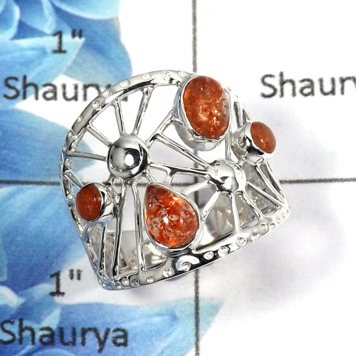 Sunstone Cab I - SCR765 - Stunning Natural Sunstone Cab Gemstone 925 Sterling Silver Casting Ring Sunstone Cab I - SCR765 - Stunning Natural Sunstone Cab Gemstone 925 Sterling Silver Casting Ring