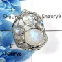 Rainbow Moonstone Cut & Cab J - SCR767 - Natural Blue Fire Rainbow Moonstone Cut Gemstone 925 Sterling Silver Casting Ring