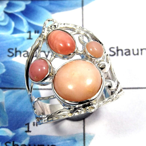 Pink Opal Cab K - SCR767 - Latest Collection Natural Pink Opal Cab Gemstone 925 Sterling Silver Casting Ring