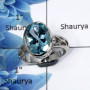 Blue Topaz Cut A - SCR769 - Natural Blue Topaz 10x14mm Oval Cut Gemstone Solid 925 Sterling Silver Casting Ring
