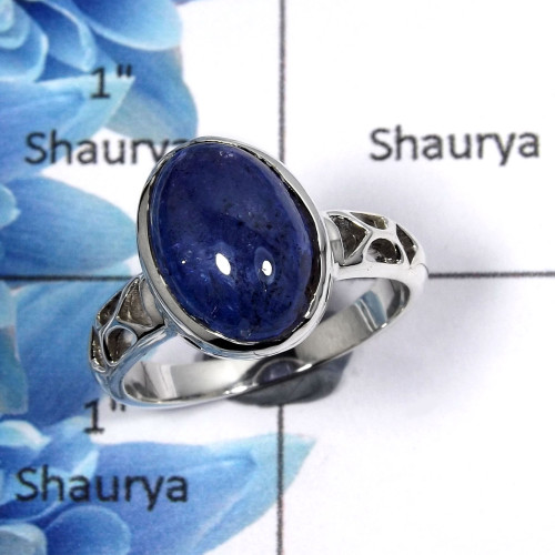 Tanzanite Cab G - SCR769 - Solid 92.5% Sterling Silver Natural Blue Tanzanite Gemstone Casting Ring Tanzanite Cab G - SCR769 - Solid 92.5% Sterling Silver Natural Blue Tanzanite Gemstone Casting Ring