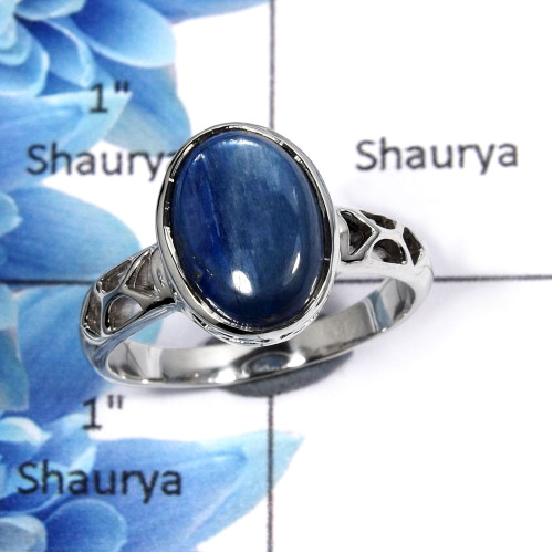Kyanite Cab H - SCR769 - Latest Collection Natural Blue Kyanite Gemstone Casting Ring 925 Sterling Silver Kyanite Cab H - SCR769 - Latest Collection Natural Blue Kyanite Gemstone Casting Ring 925 Sterling Silver